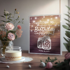 Happy Verjaardag Party Houten Mason Jar Lichten We Poster