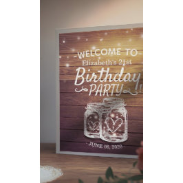 Happy Verjaardag Party Houten Mason Jar Lichten We Poster