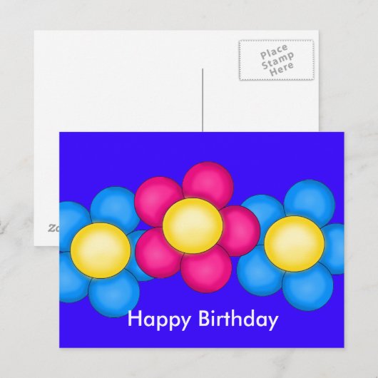 Happy, Verjaardag Post Kaart (Voorkant / Achterkant)