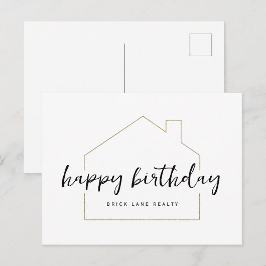Happy Verjaardag Realty Briefkaart (Voorkant / Achterkant)