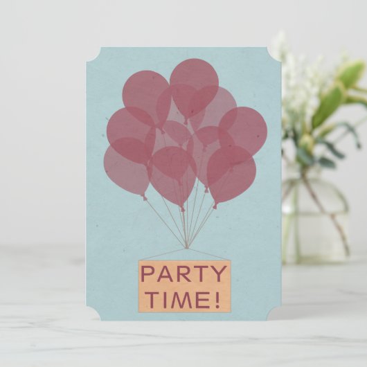 Happy verjaardagsballonnen uitnodiging (Staand voorkant)