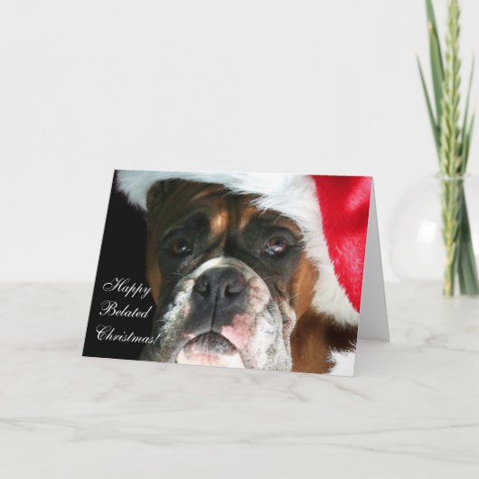 Happy Verlaat Kerst Boxer Hond Kaart (Voorkant)