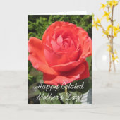 Happy Verlaat Moederdag Sinaasappel Roos kaart (Gele Bloem)