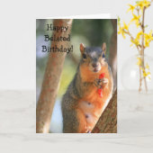 Happy Verlaat Verjaardag Eekhoorn wenskaart Kaart (Gele Bloem)
