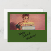 Happy Verlaat Verjaardag wenst  retro stijl Feestdagenkaart (Voorkant / Achterkant)