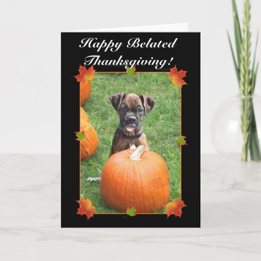 Happy Verlate Thanksgiving boxer puppykaart Feestdagen Kaart (Voorkant)