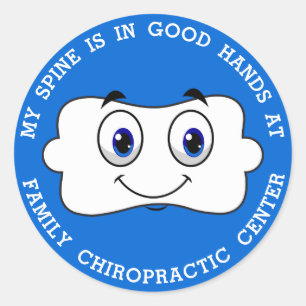 Happy Vertebra - Spine in Good Hands Chiropractic Ronde Sticker
