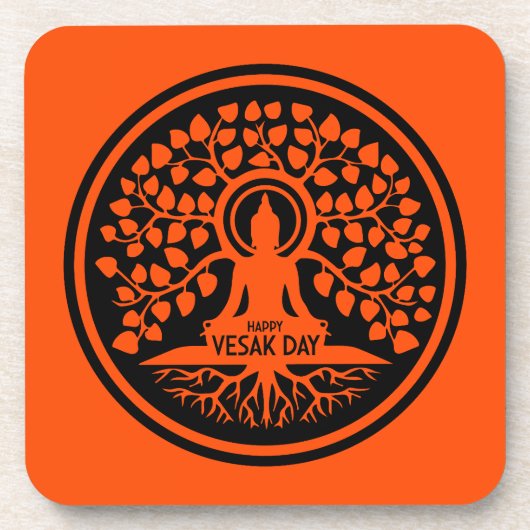 Happy Vesak Day Bier Onderzetter (Voorkant)