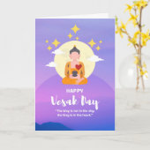 Happy Vesak Day Buddha met hart in Sky Kaart (Gele Bloem)