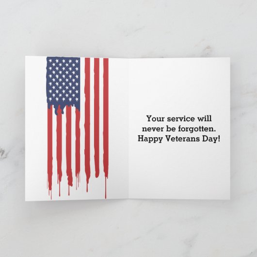 Happy Veteran Day American Flag  Bedankkaart (Binnen)