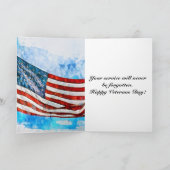 Happy Veteran Day Waterverf Amerika vlag Dank je w Bedankkaart (Binnen)