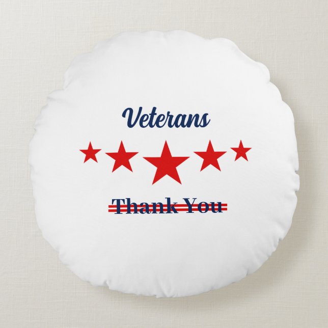 Happy Veterans Dag Rond Kussen (Voorkant)