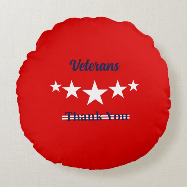 Happy Veterans Dag Rond Kussen (Voorkant)