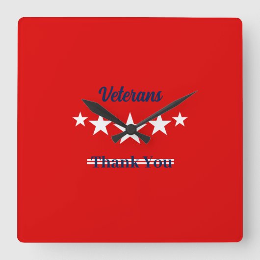 Happy Veterans Dag Vierkante Klok (Voorkant)