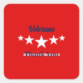 Happy Veterans Dag Vierkante Sticker (Voorkant)