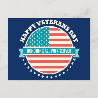 Happy Veterans Dag VS vlag donkerblauwe achtergron Briefkaart