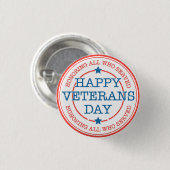 Happy Veterans Day Button (Voorkant /achterkant)