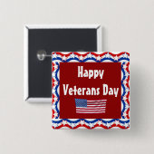 Happy Veterans Day Button met sterren en stripes (Voorkant /achterkant)