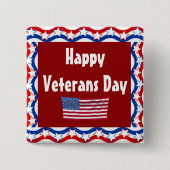 Happy Veterans Day Button met sterren en stripes (Voorkant)