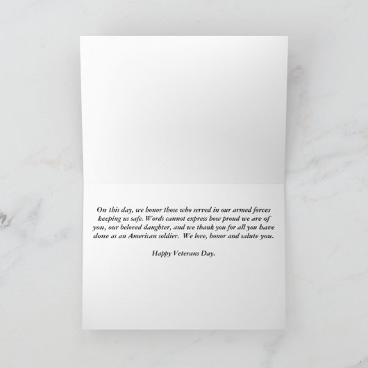 Happy Veterans Day Dochter wenskaart Kaart (Binnen)