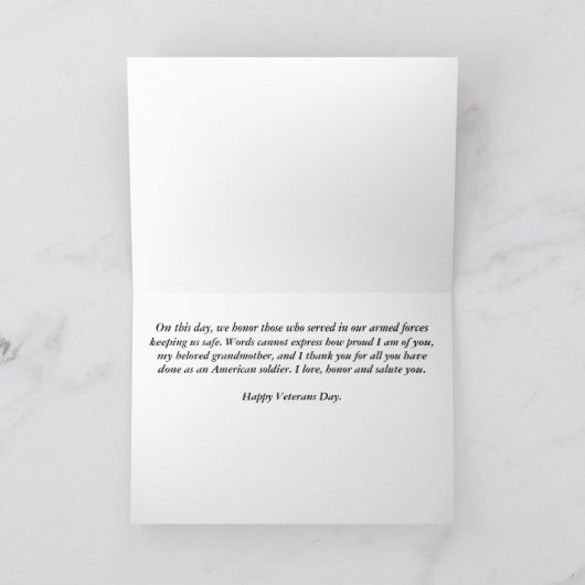 Happy Veterans Day Grootmoeder wenskaart Kaart (Binnen)