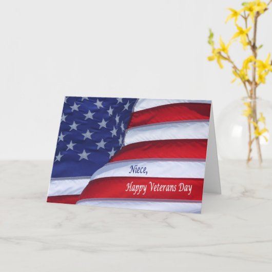 Happy Veterans Day Niece militair wenskaart Kaart (Gele Bloem)
