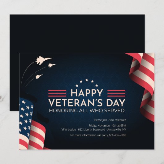 Happy Veteran's Day Uitnodiging (Voorkant / Achterkant)