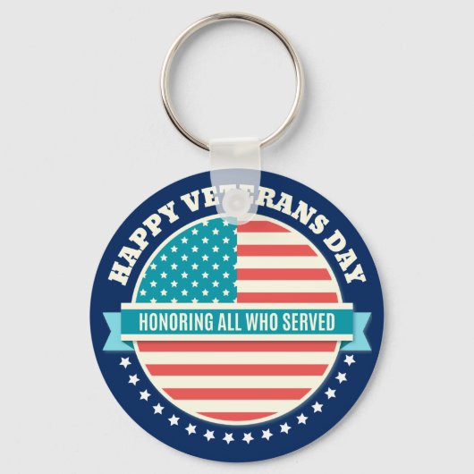 Happy Veterans Day USA flag dark blue background Sleutelhanger (Voorkant)