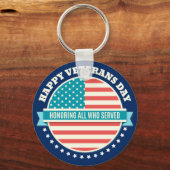 Happy Veterans Day USA flag dark blue background Sleutelhanger (Voorkant)
