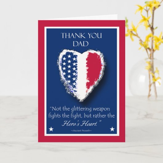 Happy Veterans Day voor papa, het hart van de held Kaart (Gele Bloem)