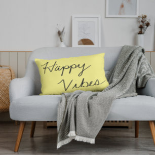 Happy Vibes Cursieve Typografie Handgeschreven Accent Kussen