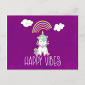 Happy Vibes Cute Smiling Unicorn Briefkaart (Voorkant)