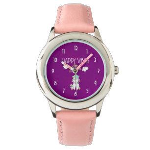 Happy Vibes Cute Smiling Unicorn Horloge