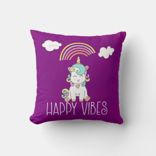 Happy Vibes Cute Smiling Unicorn Kussen