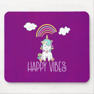 Happy Vibes Cute Smiling Unicorn Muismat
