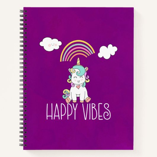 Happy Vibes Cute Smiling Unicorn Notitieboek (Voorkant)