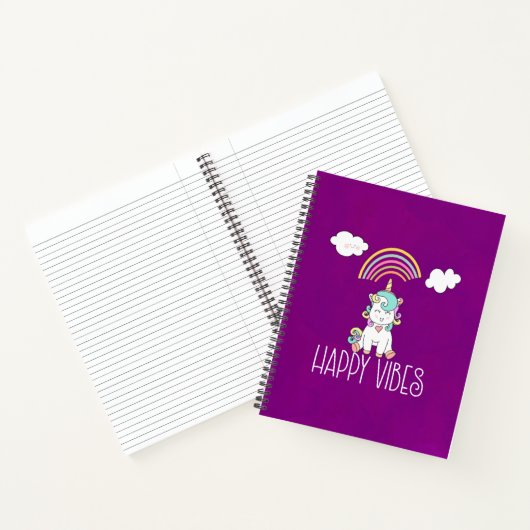 Happy Vibes Cute Smiling Unicorn Notitieboek (Binnen)