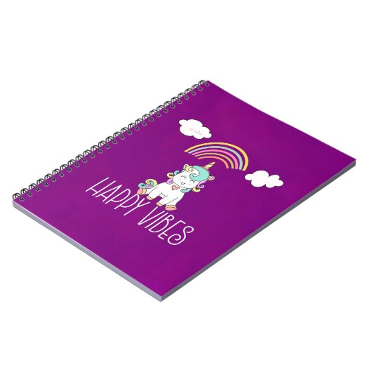 Happy Vibes Cute Smiling Unicorn Notitieboek (Linkerzijde)