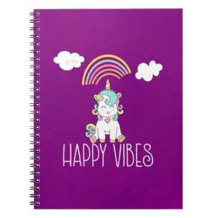 Happy Vibes Cute Smiling Unicorn Notitieboek