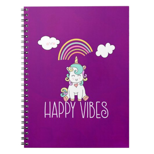Happy Vibes Cute Smiling Unicorn Notitieboek (Voorkant)