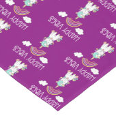 Happy Vibes Cute Smiling Unicorn Pattern Korte Tafelloper (Hoek)