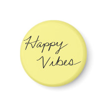 Happy Vibes Geel Cursieve Typografie Button