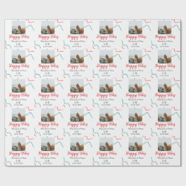 Happy Vibes holiday couple name date wedding red Cadeaupapier