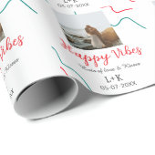 Happy Vibes holiday couple name date wedding red Cadeaupapier (Rol Hoek)