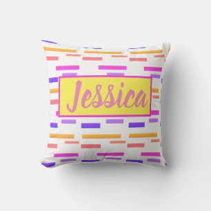 Happy Vibes Jessicca voegt Jouw naam Pillow Cushio Kussen