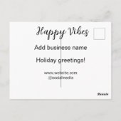 Happy vibes kerstvakantie groeten zakelijk briefkaart (Achterkant)