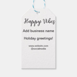 Happy vibes kerstvakantie groeten zakelijk cadeaulabel
