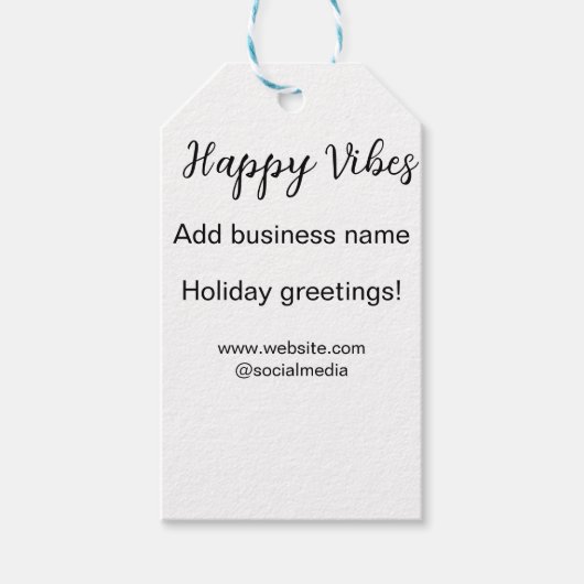 Happy vibes kerstvakantie groeten zakelijk cadeaulabel (Voorkant)