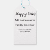 Happy vibes kerstvakantie groeten zakelijk cadeaulabel (Achterkant)