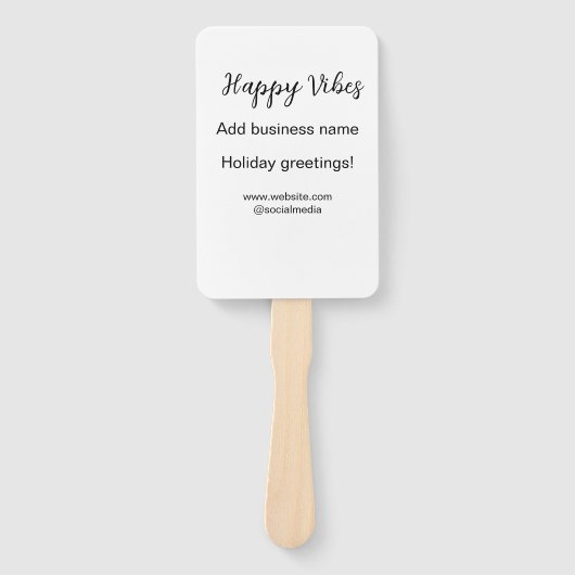 Happy vibes kerstvakantie groeten zakelijk handwaaier (Voorkant)